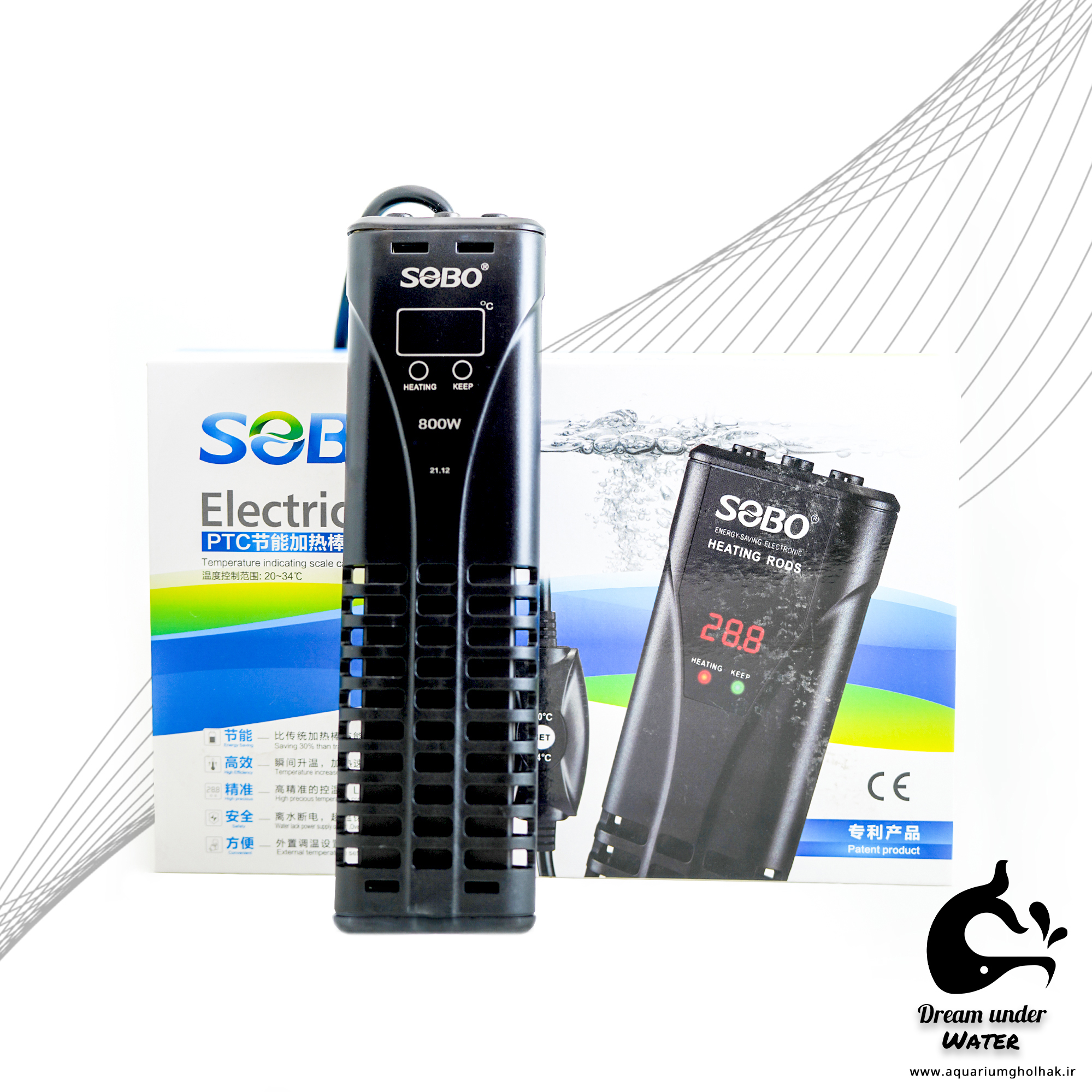 بخاری آکواریوم هوشمند سوبو مدل PTC-500W