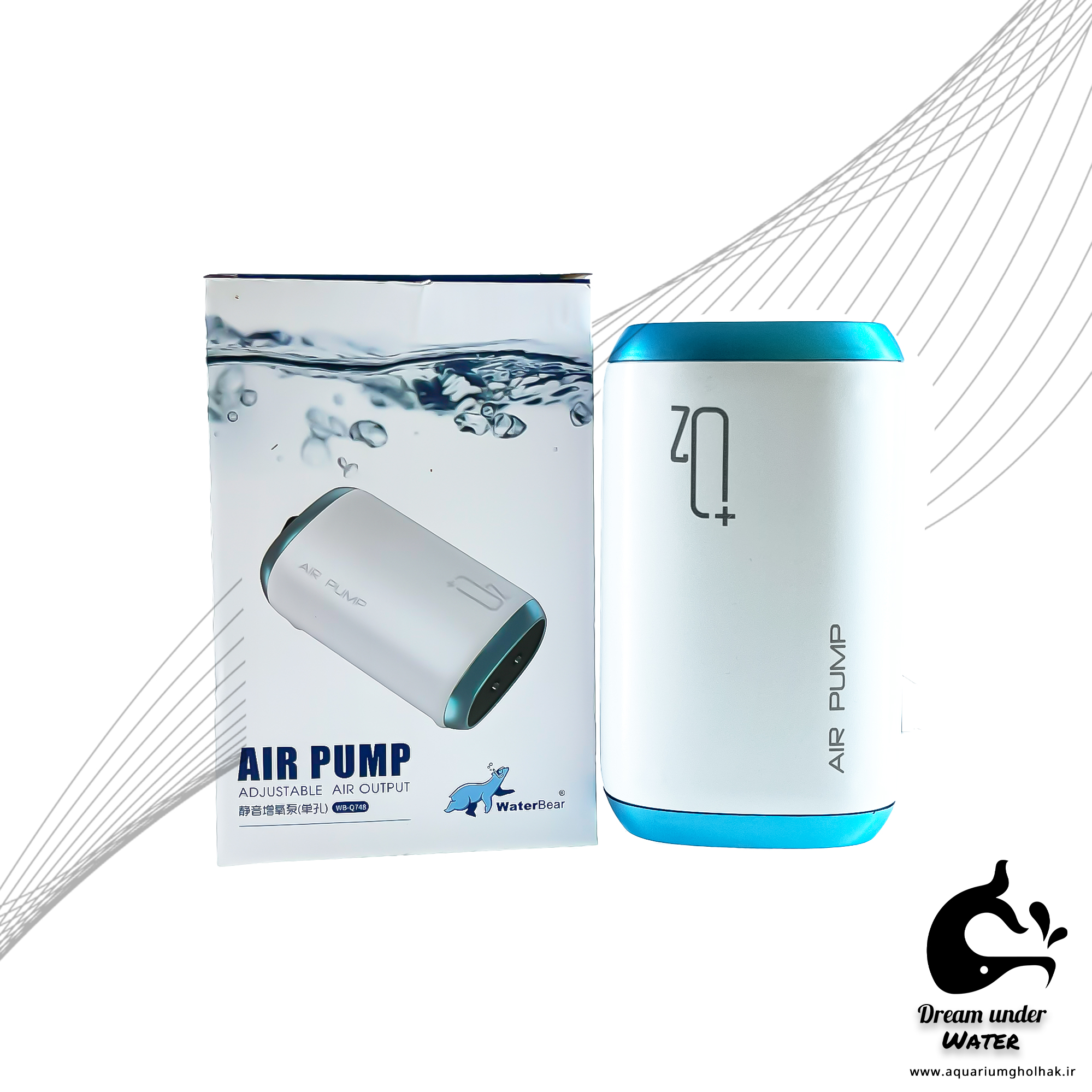 پمپ هوا دو خروجی آکواریوم WaterBear مدل WB-Q748